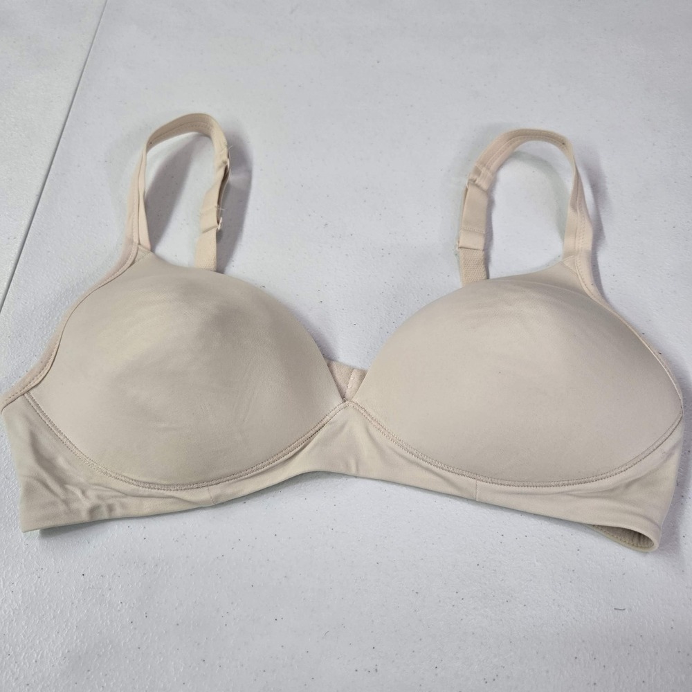 Warner's‎ Women Bra 36C Beige T Shirt Wireless Jersey Strap Adjustable